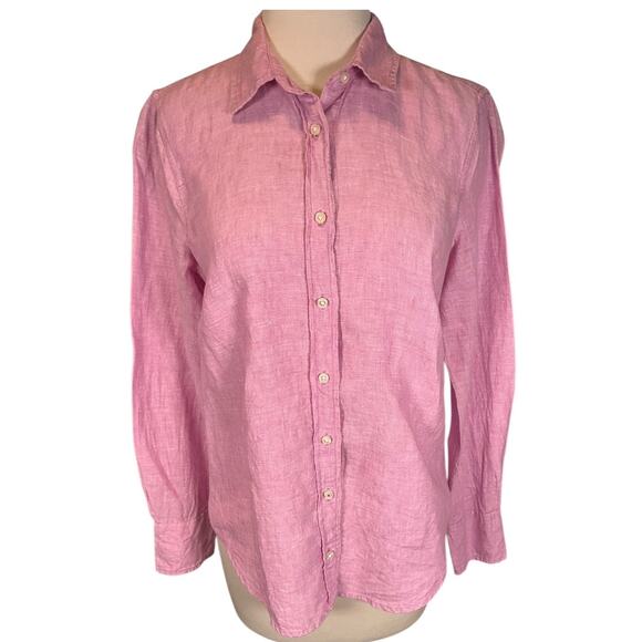 J.Crew Baird McNutt Irish 100% Linen Shirt Size 6 Pink Button Down Long Sleeve - Picture 8 of 8